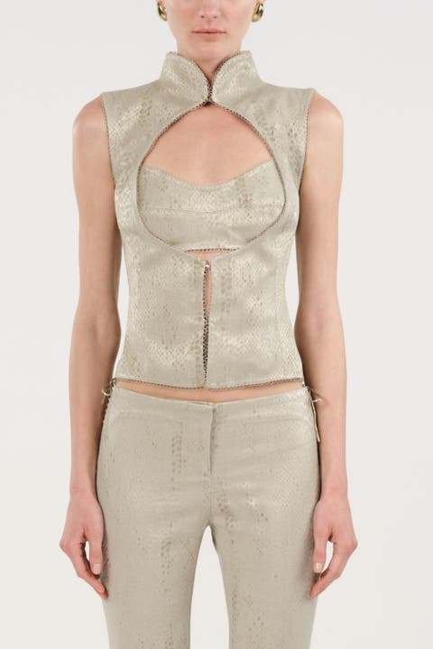 Braid-Trim Bustier Top