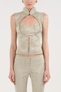 Nocturne Braid-Trim Bustier Top