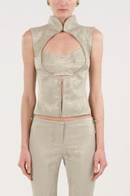 Nocturne Braid-Trim Bustier Top