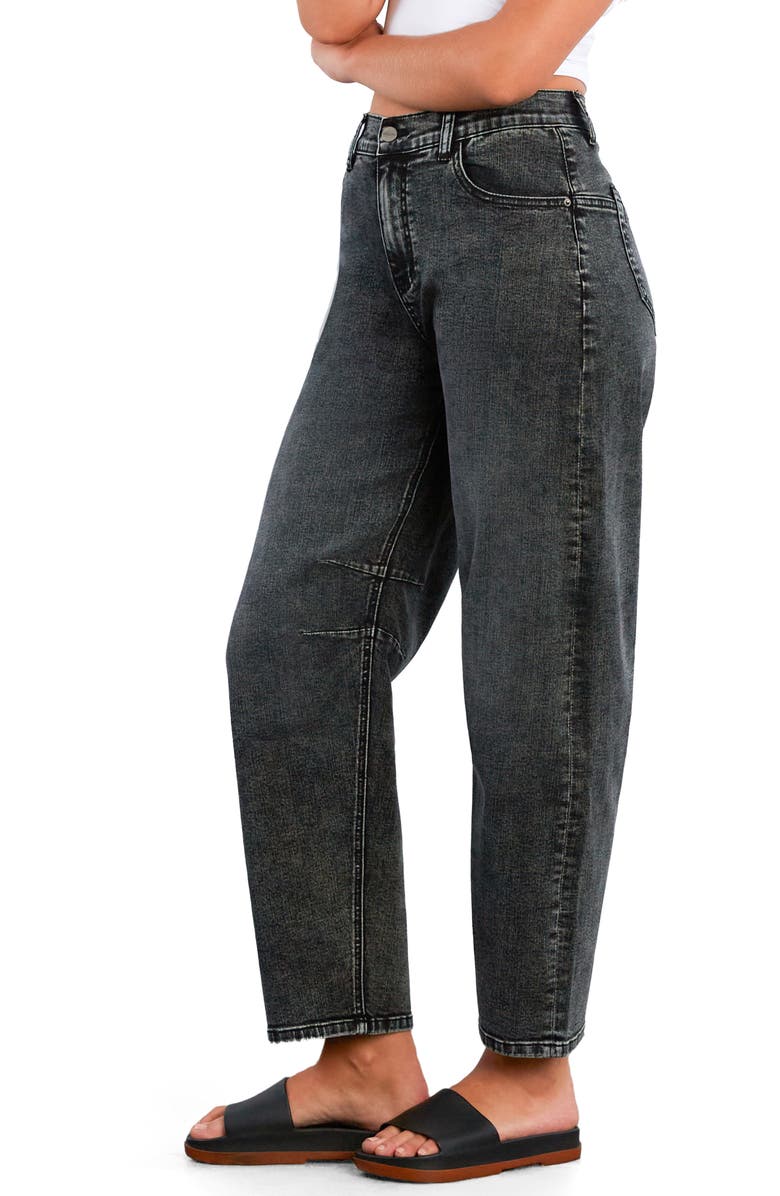 HINT OF BLU Valerie High Waist Ankle Barrel Jeans, Alternate, color, Powder Grey