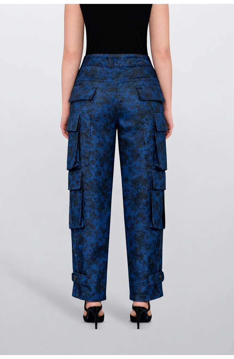 LAURA APARICIO Jacquard Cargo Pants, Alternate, color, Blue