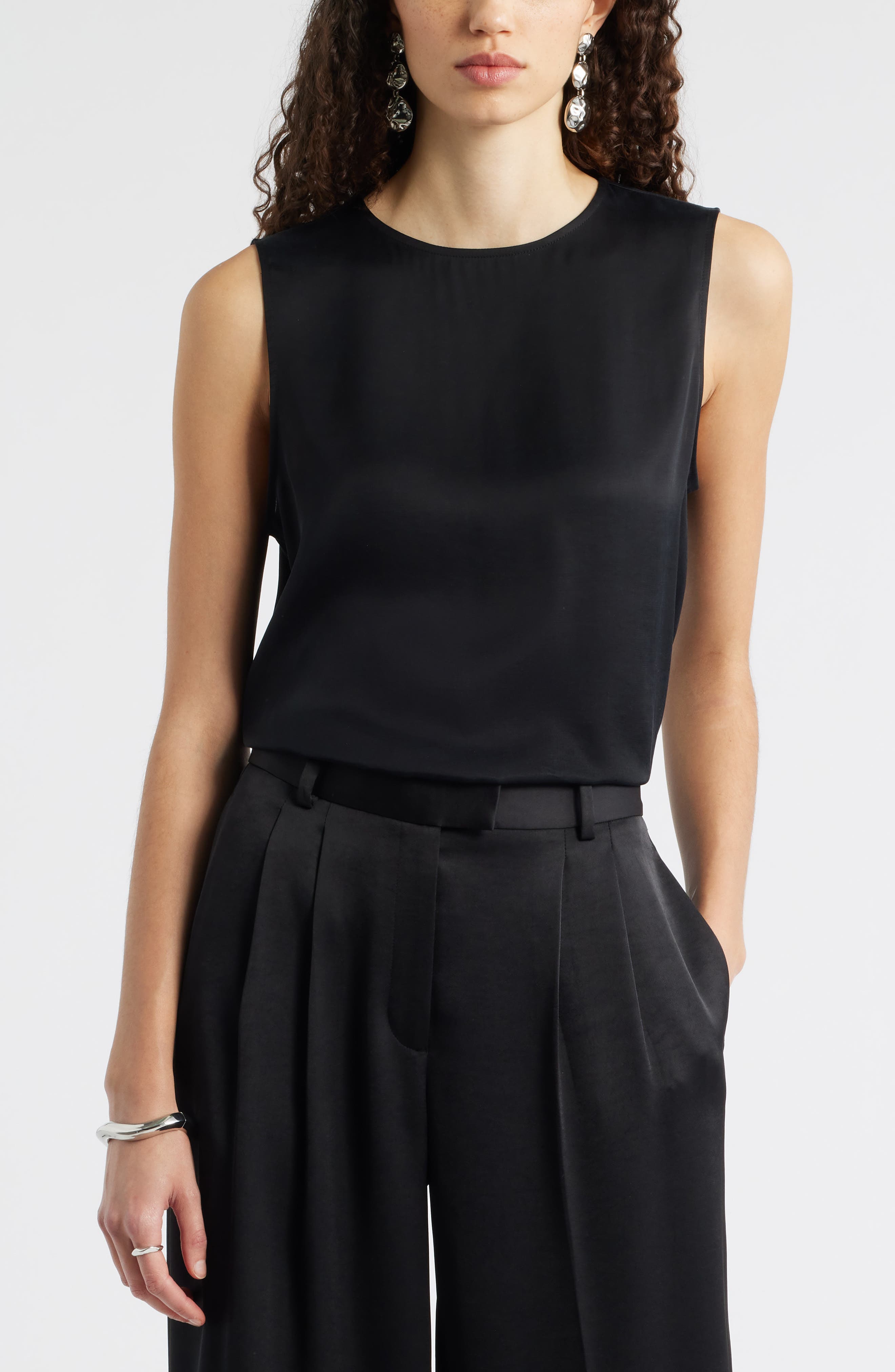 Satin Scoop Neck Tank