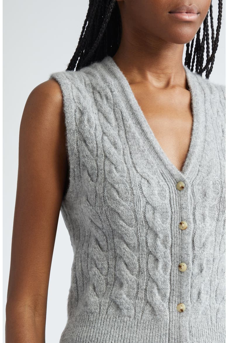 Cable Wool Blend Sweater Vest, Alternate, color, H SILVER DUST
