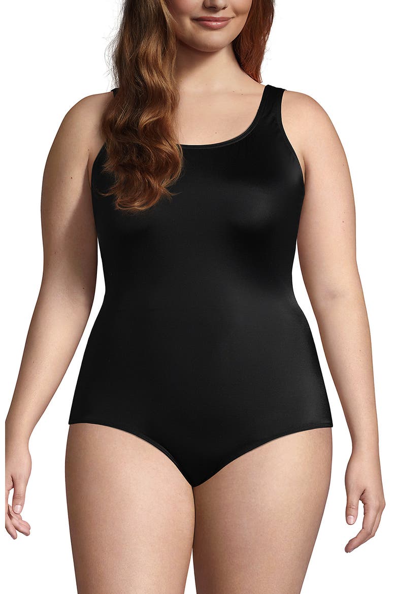Tugless Low Leg One Piece Swimsuit, Main, color, Black