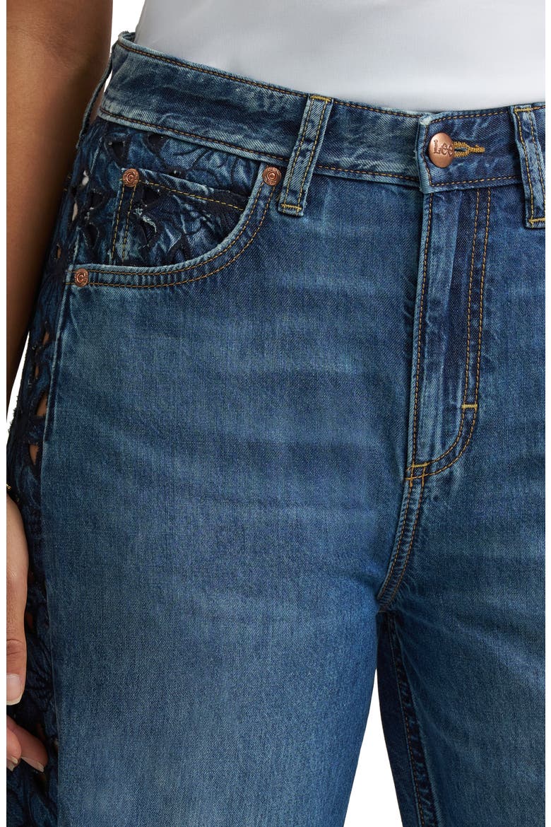 Rider™ Embroidered Raw Hem Low Slung Barrel Jeans, Alternate, color, BLUE ROYALTY