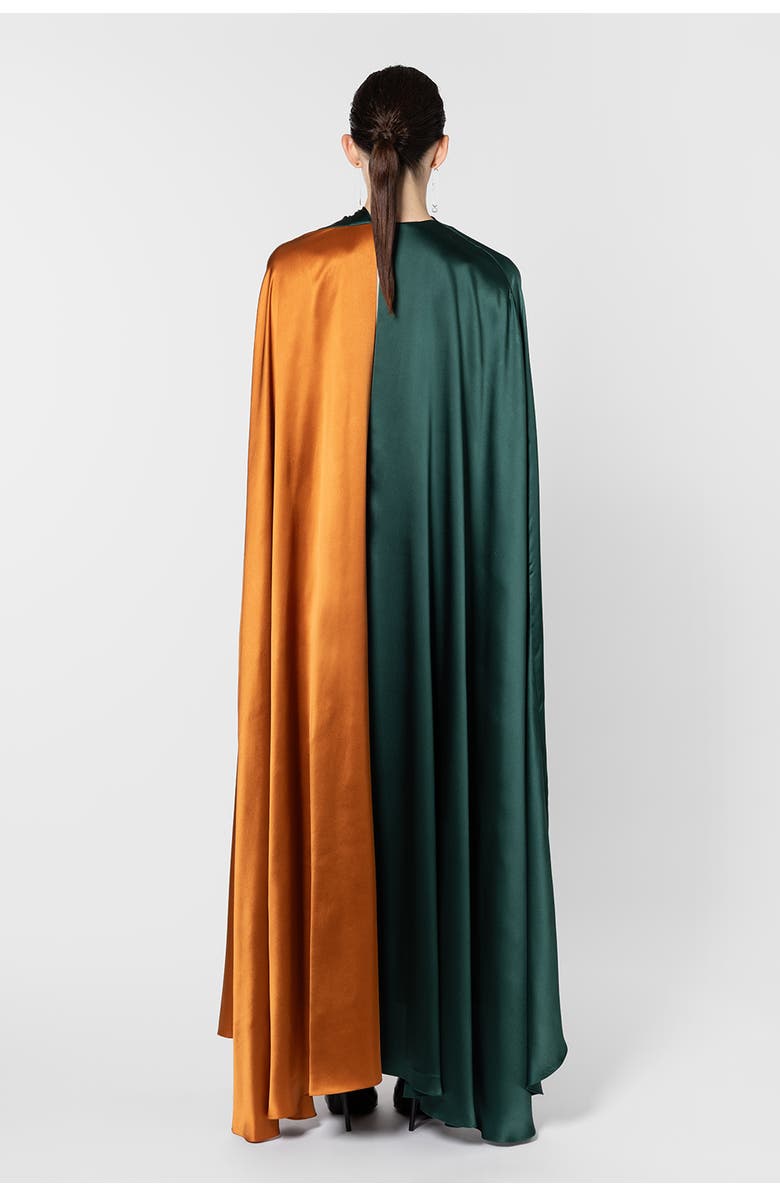 Roksanda Andromeda Draped Dress, Alternate, color, Forest / Cinnamon / Rose