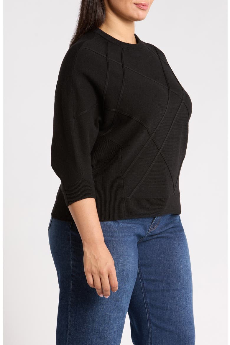 Dolman Sleeve Crewneck Sweater, Alternate, color, BLACK