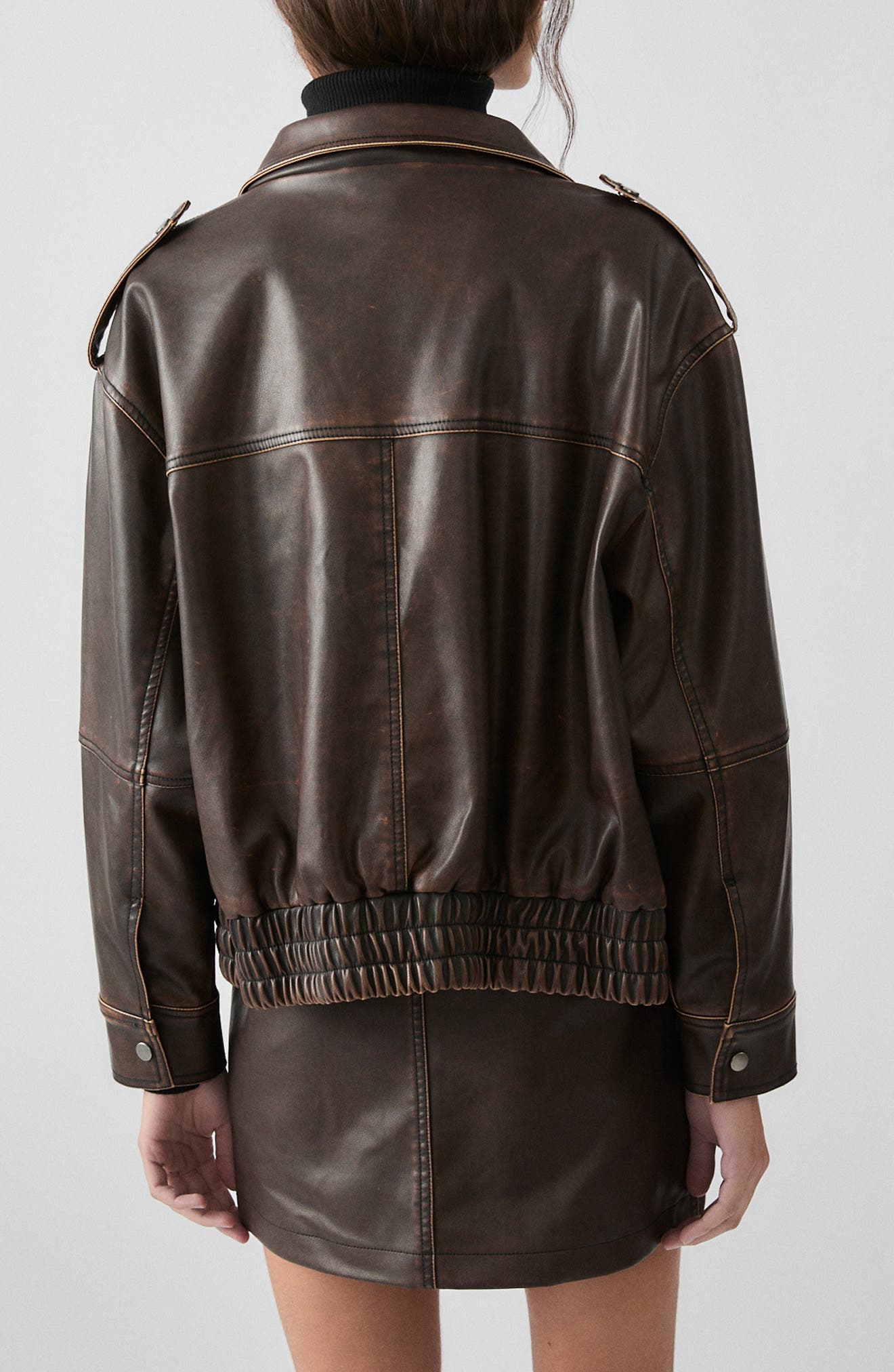 Thomas Faux Leather Bomber Jacket - image 2