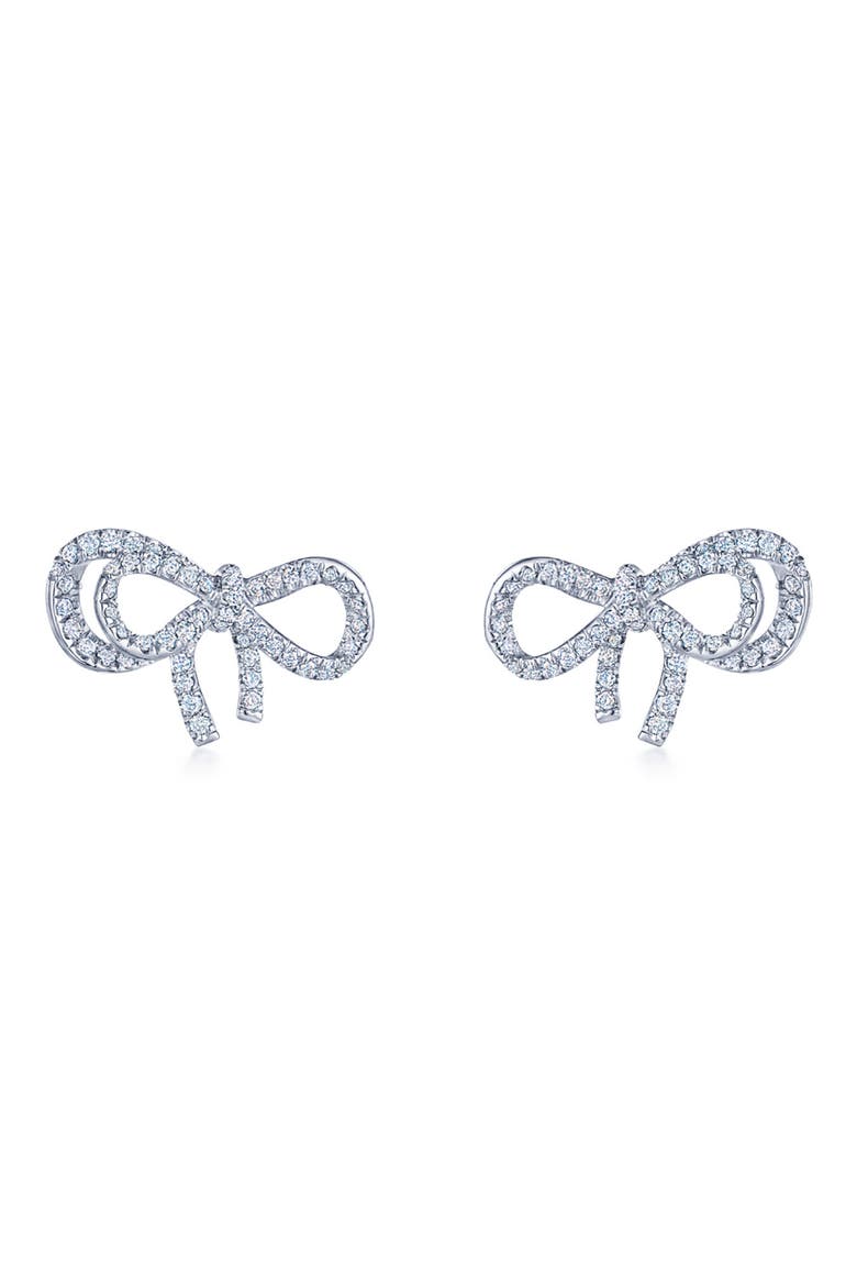 Ribbon Diamond Bow Earrings, Main, color, PLATINUM