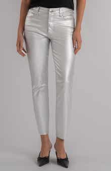 SWAT FAME Charlize Fab Ab Metallic Coated High Waist Ankle Cigarette Jeans
