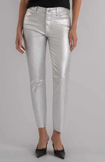 SWAT FAME Charlize Fab Ab Metallic Coated High Waist Ankle Cigarette Jeans