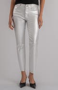 SWAT FAME Charlize Fab Ab Metallic Coated High Waist Ankle Cigarette Jeans