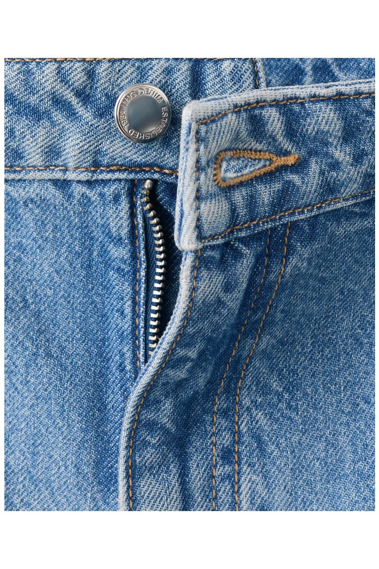 High Waist Mid Thigh Denim Shorts, Alternate, color, MEDIUM BLUE