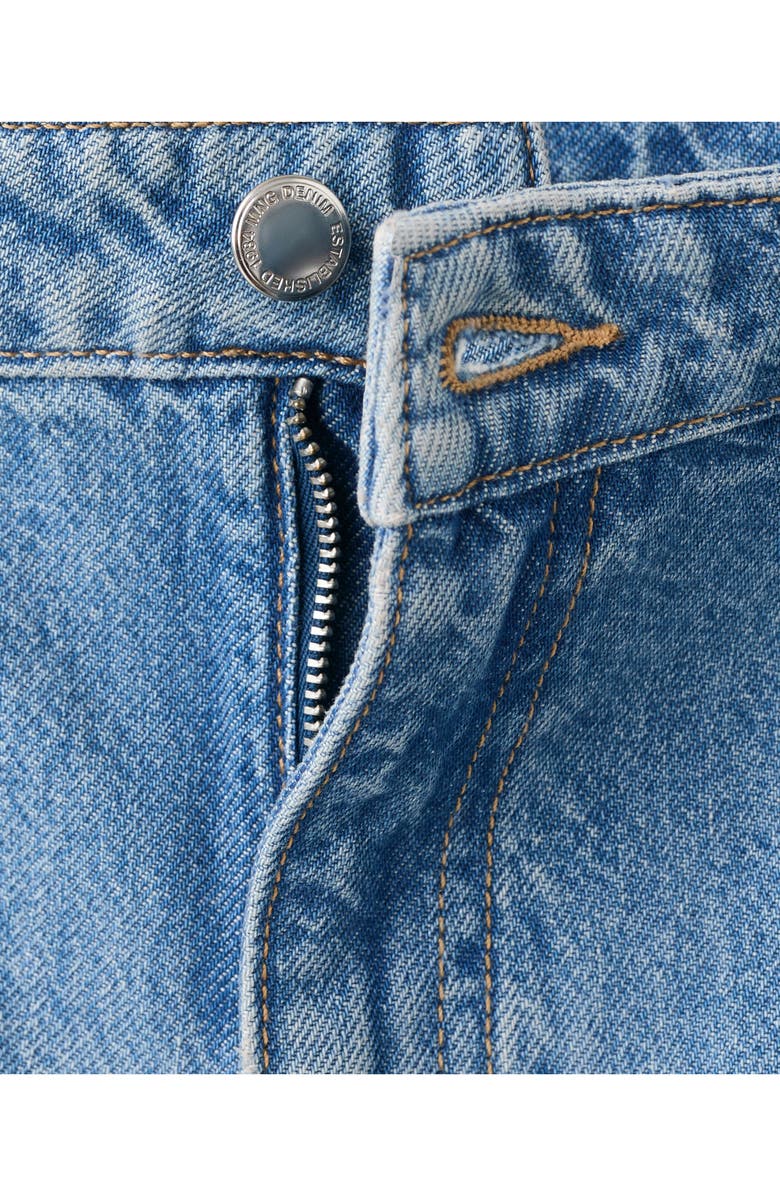MANGO High Waist Mid Thigh Denim Shorts, Alternate, color, Medium Blue