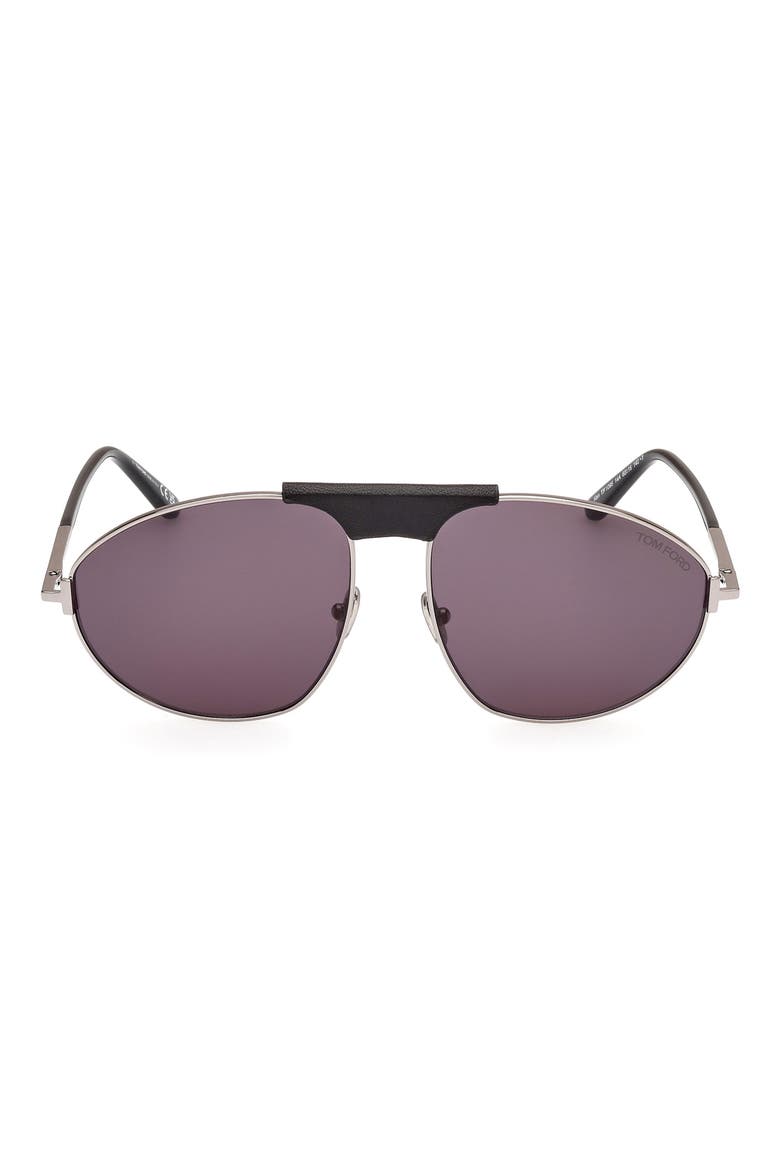 Ken 60mm Pilot Sunglasses, Main, color, RUTHENIUM / BLACK / T LOGO