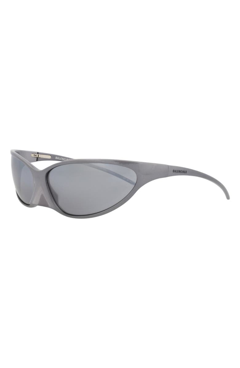 Balenciaga 70mm Wraparound Sunglasses, Alternate, color, Grey Grey Grey