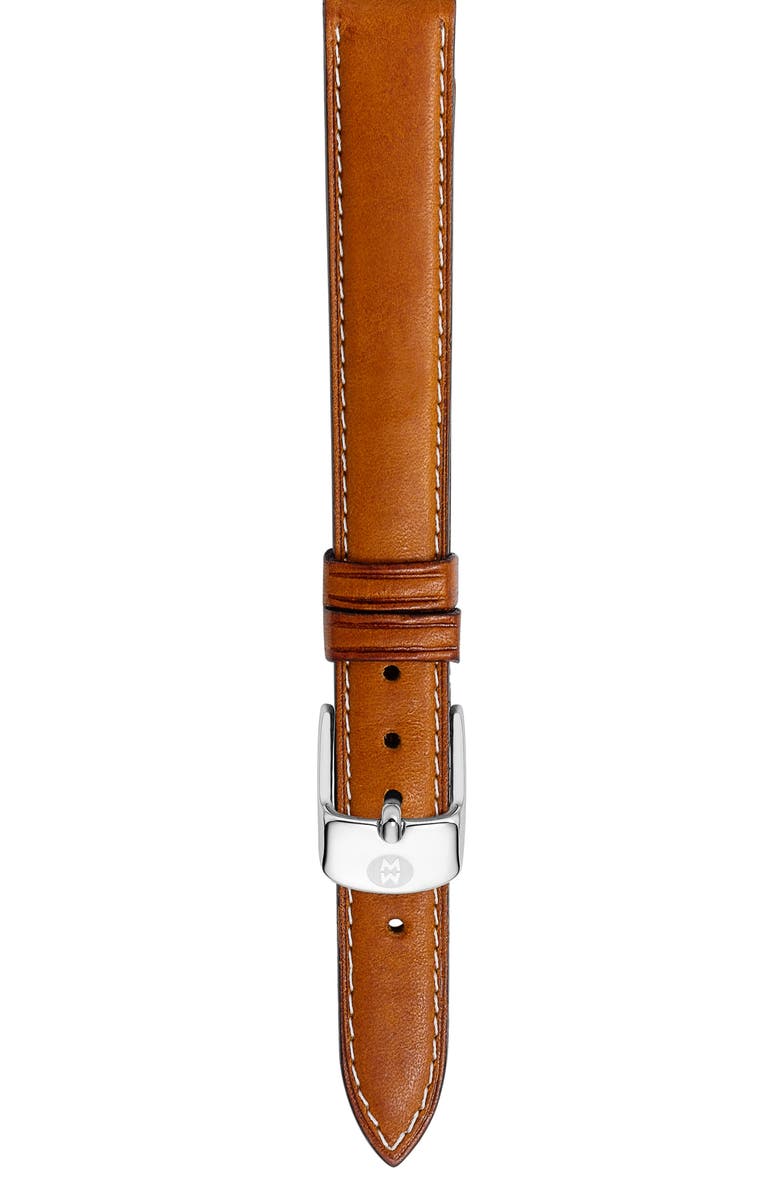 MICHELE 14mm Leather Watch Strap, Main, color,