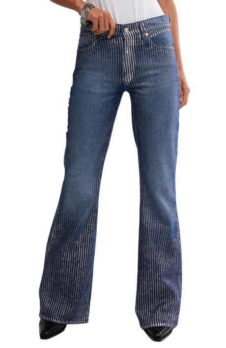 Free People West Coast Metallic High Waist Flare Jeans