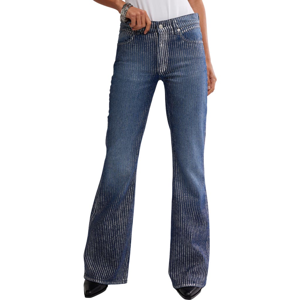 Free People West Coast Metallic High Waist Flare Jeans In Multi