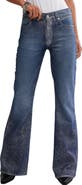 Free People West Coast Metallic High Waist Flare Jeans