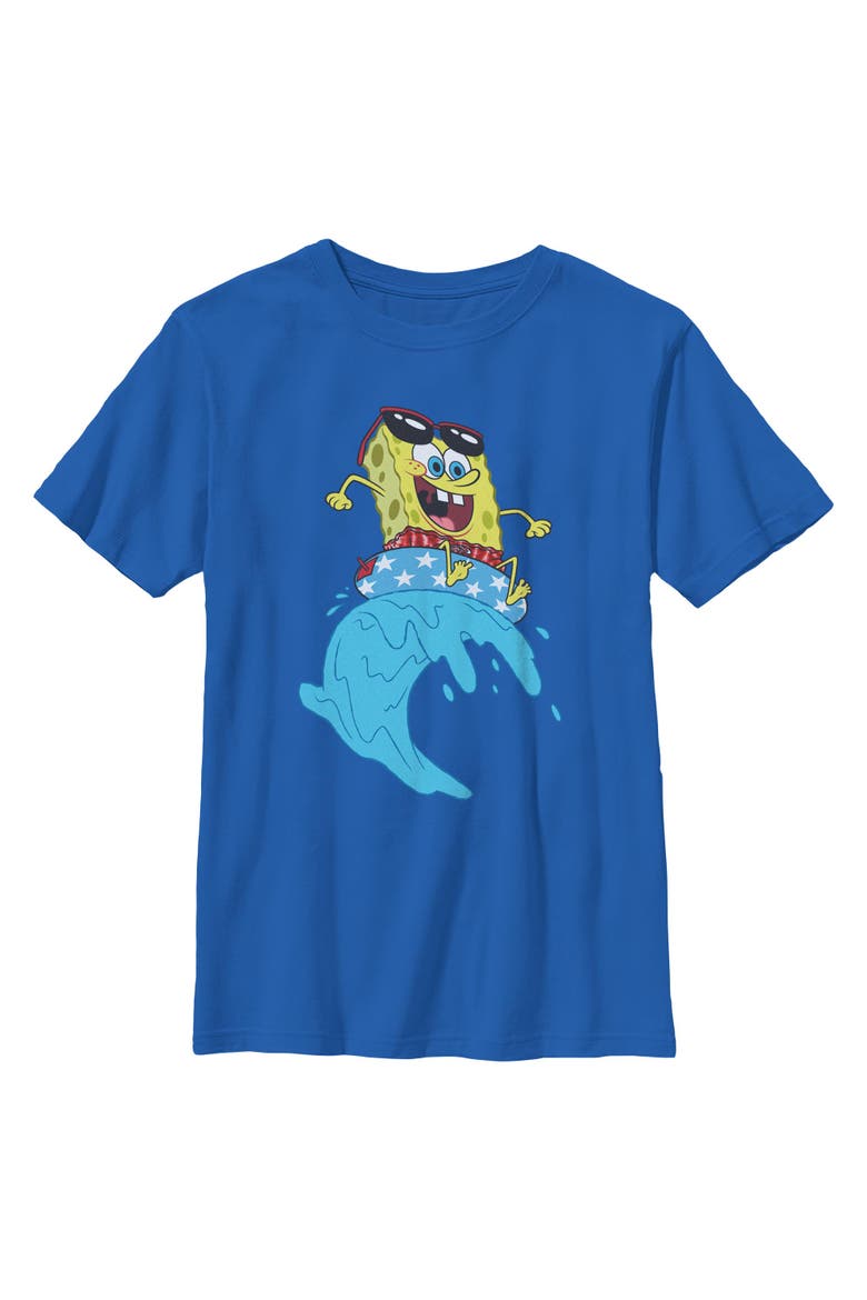 Boy's SpongeBob SquarePants Cool Surfing Waves  Graphic T-Shirt, Main, color, Royal Blue
