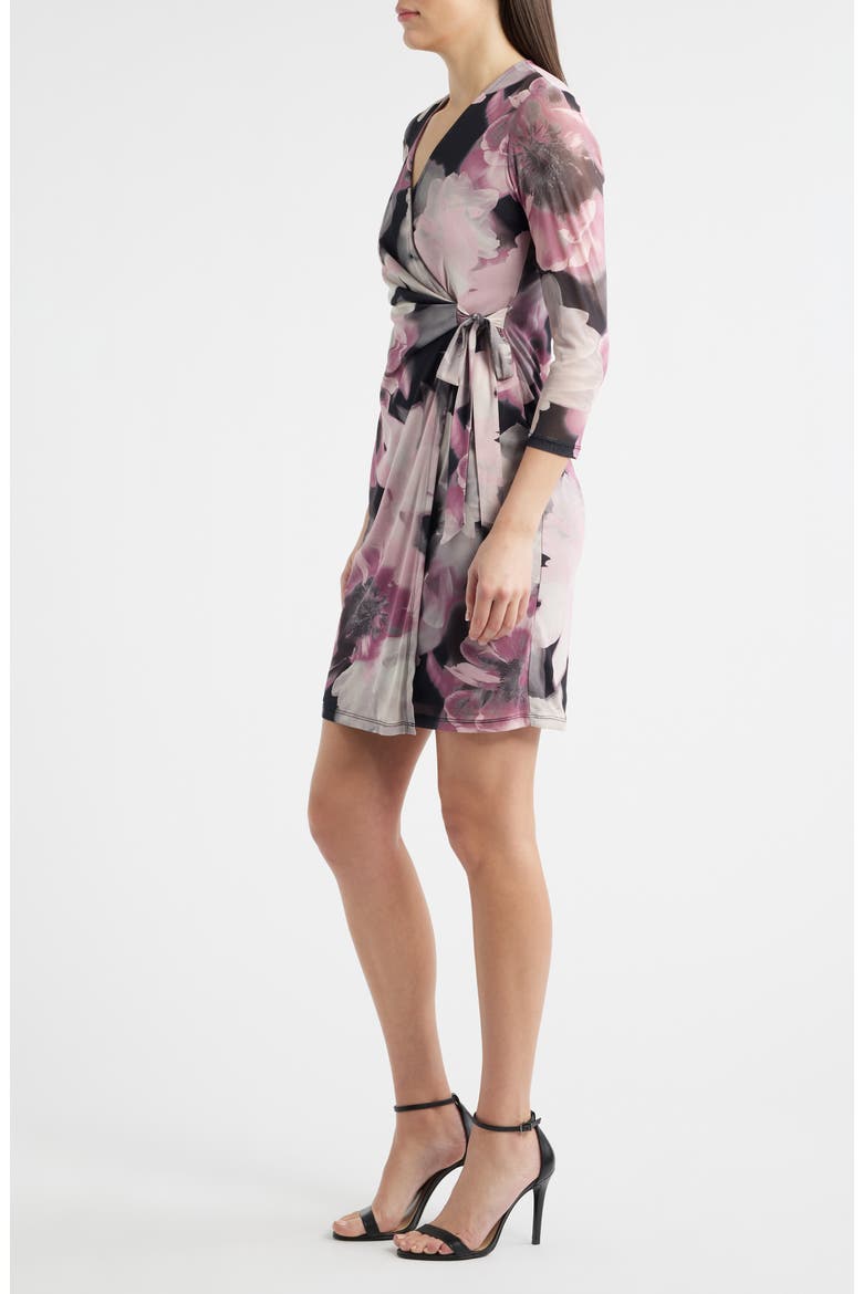 Floral Print Wrap Minidress, Alternate, color, ANNE BLACK MULTI