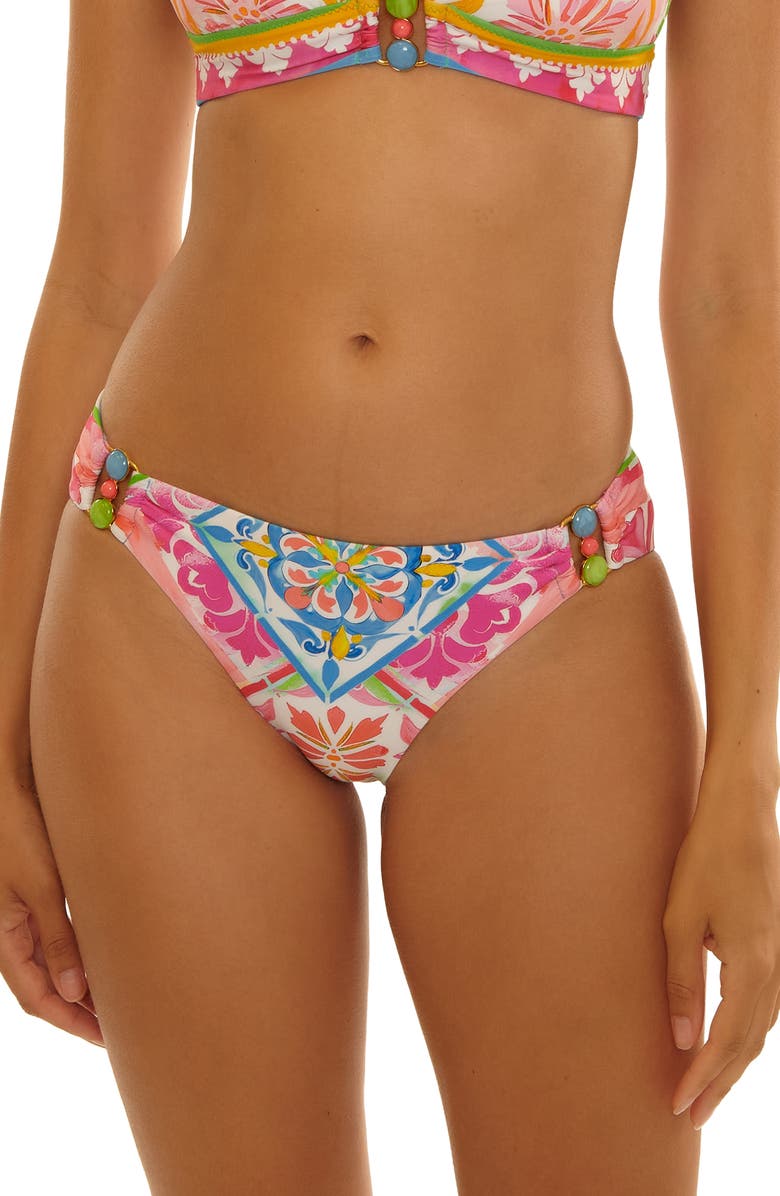 Becca Mijas Mixed Print Hipster Bikini Bottoms, Main, color, Pink Multi