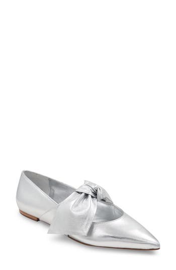 Bcbg Max Azria Prely Pointed Toe Flat In Silver