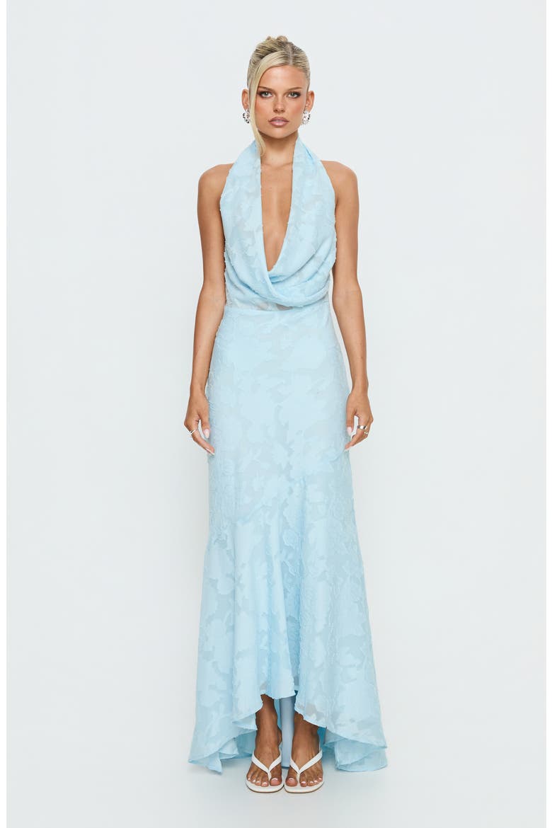 Invisible String Cowl Plunge Maxi Dress, Alternate, color, LIGHT BLUE