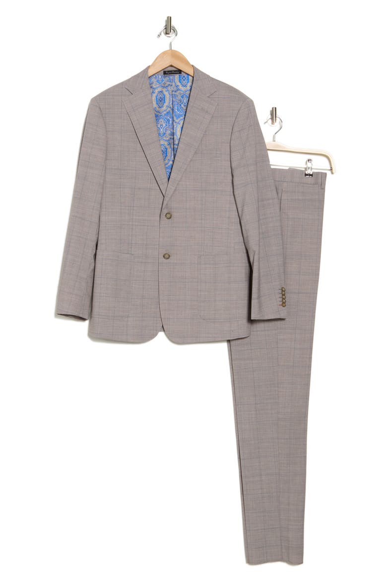 Plaid Grey Wool Blend Suit, Alternate, color, LIGHT GREY