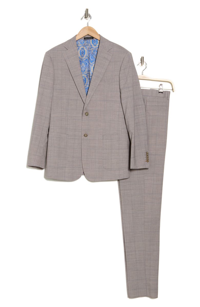 English Laundry Plaid Grey Wool Blend Suit, Alternate, color, Light Grey