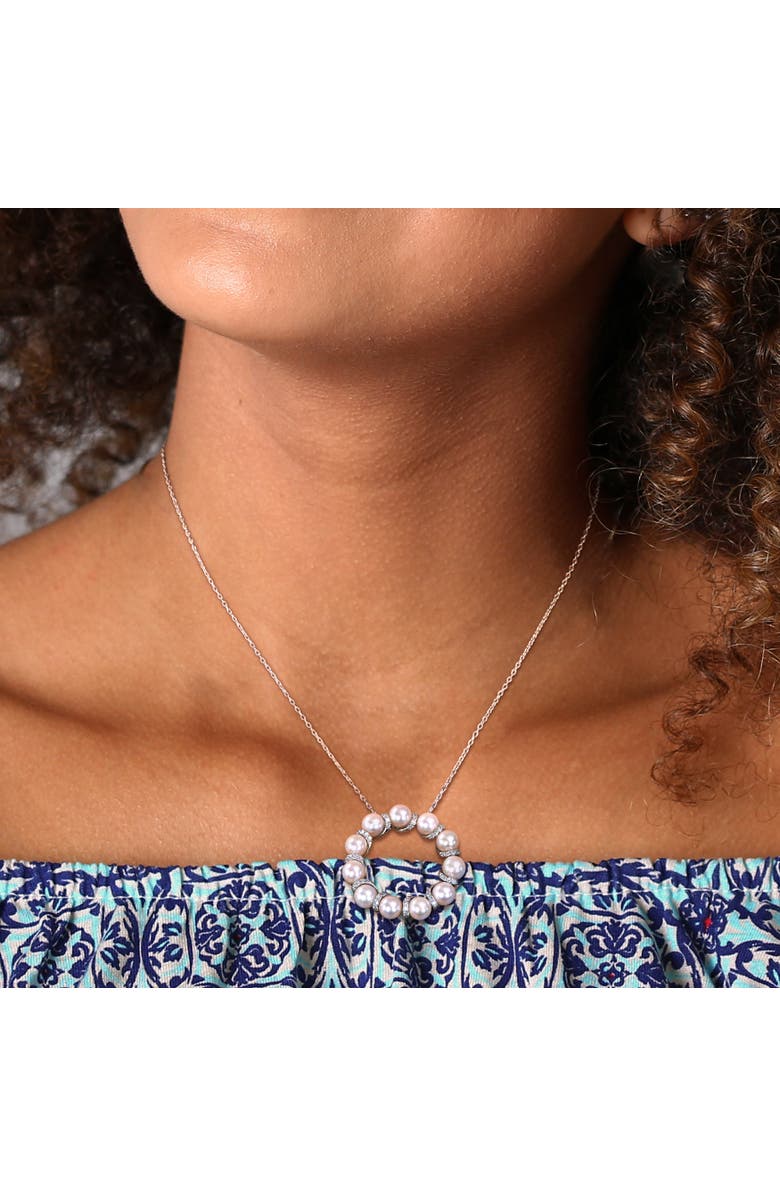 Julianna B. Cultured Pearl & Diamond Circle Necklace, Alternate, color, Pearl