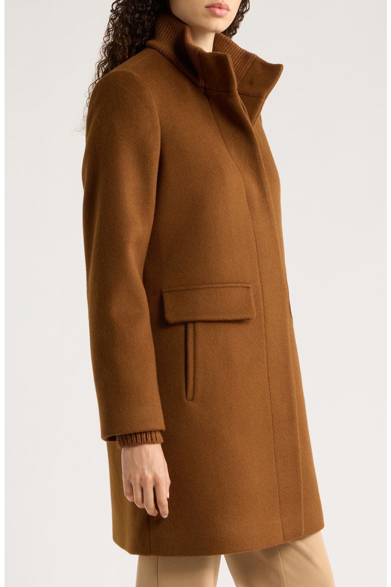 Stand Collar Wool & Cashmere Blend Coat, Alternate, color, VICUNA