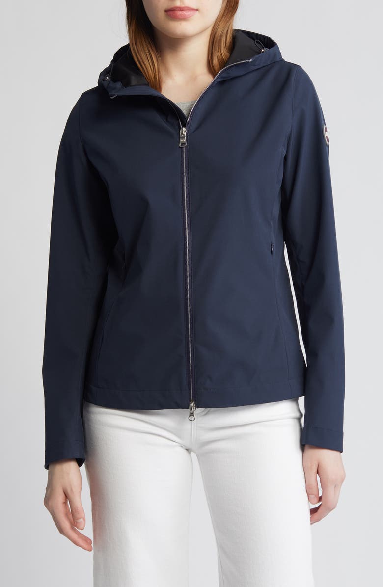 COLMAR New Futurity Water Repellent Hooded Rain Jacket, Main, color, Navy Blue