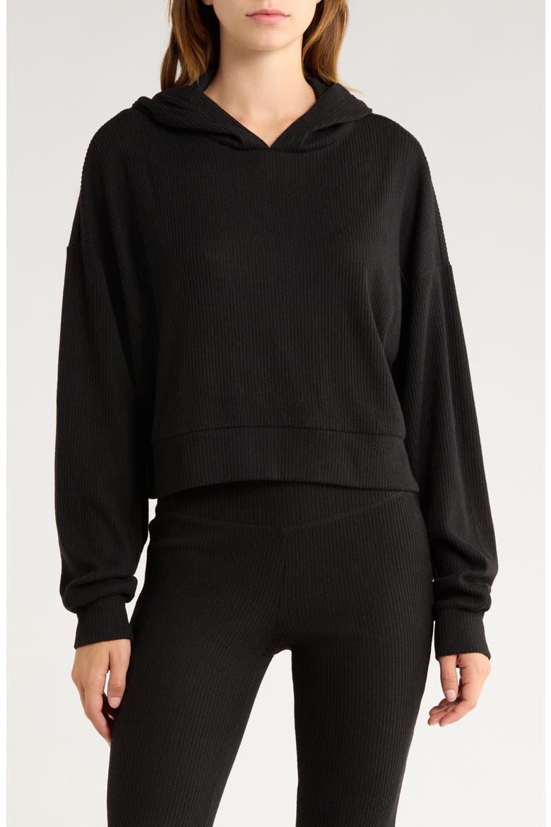 Rib Hoodie, Main, color, BLACK