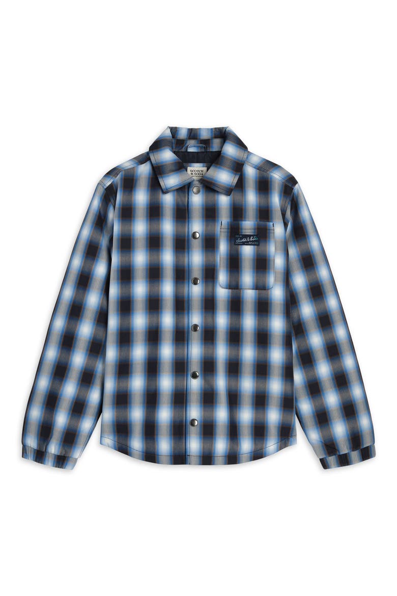 Kids' Plaid Shirt Jacket, Main, color, SKY CAPTAIN