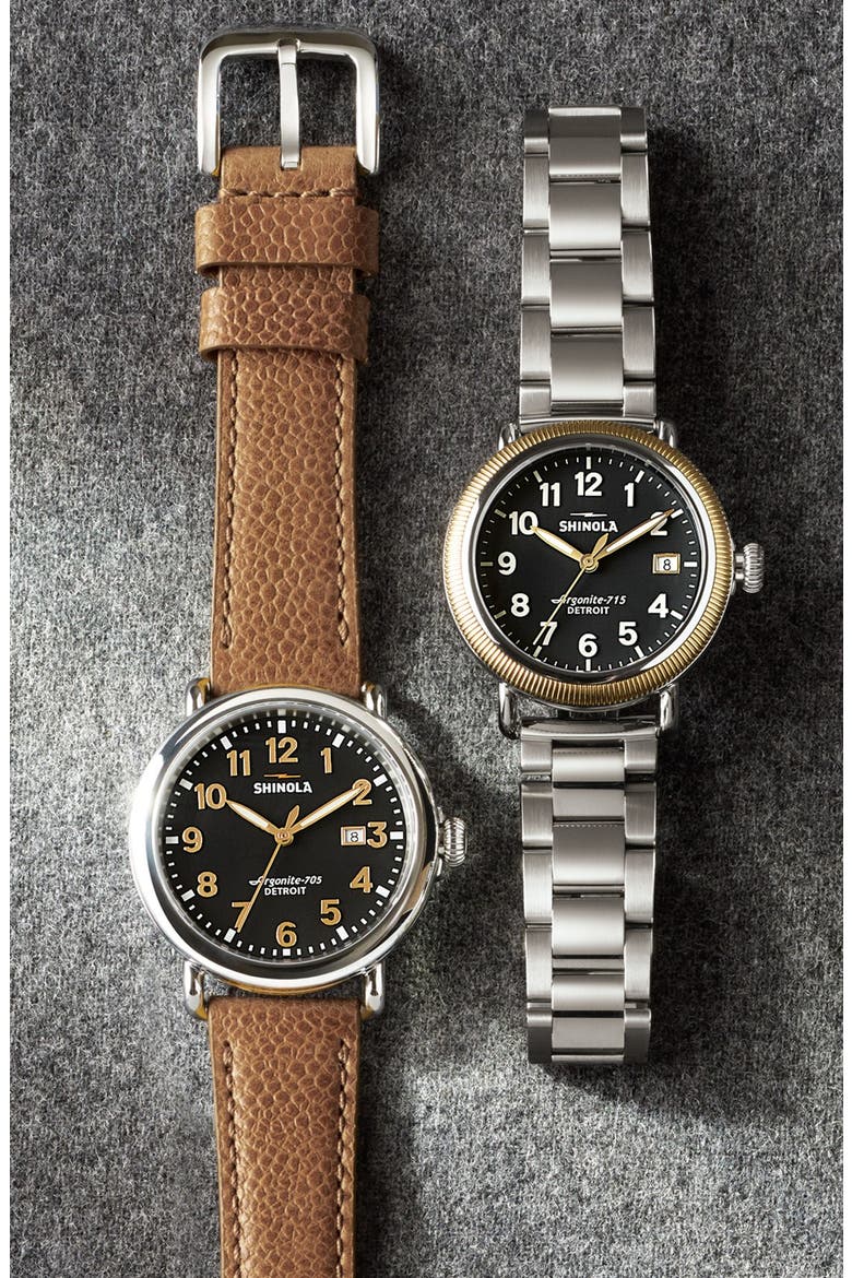 'Runwell' Leather Strap Watch, 41mm, Alternate, color, IVORY