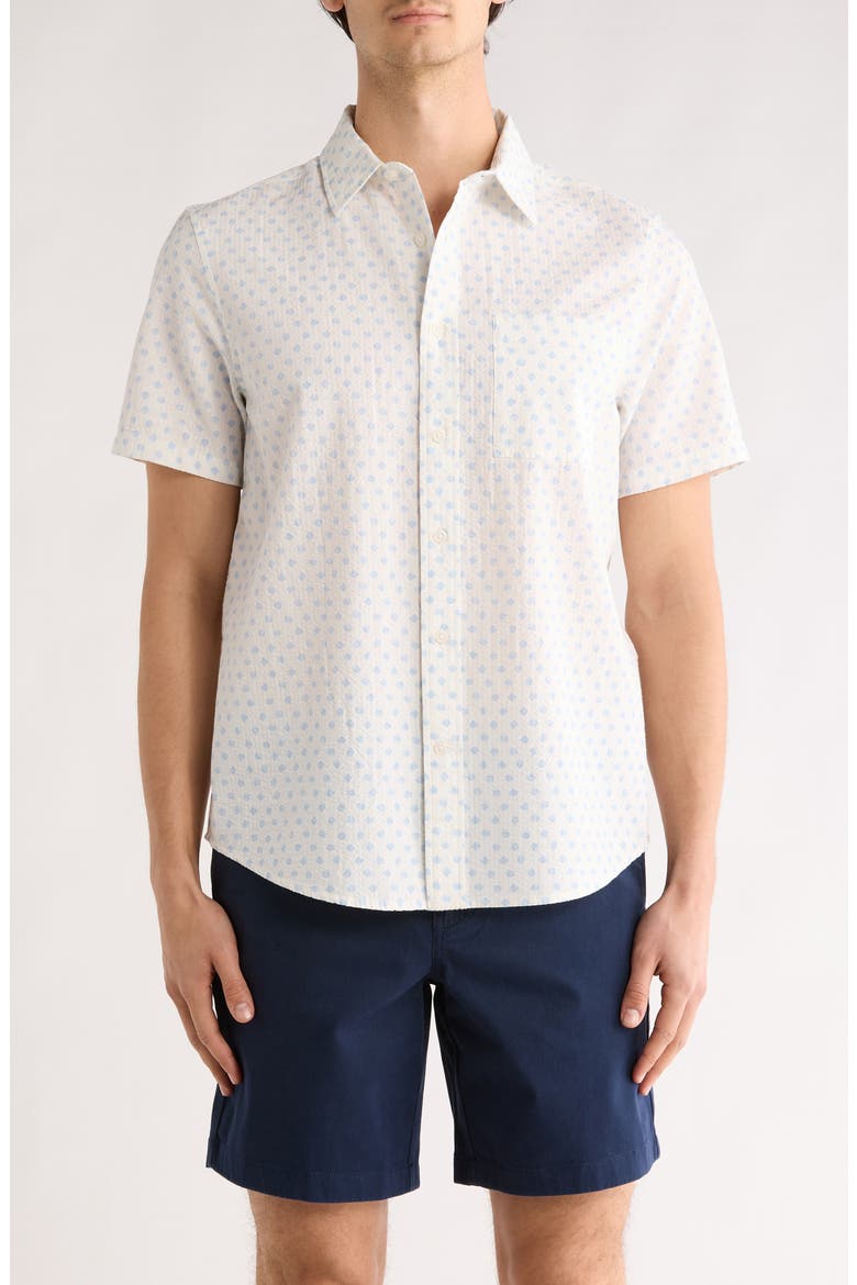 Shell Cotton Seersucker Short Sleeve Shirt, Main, color, WHITE SHELLS