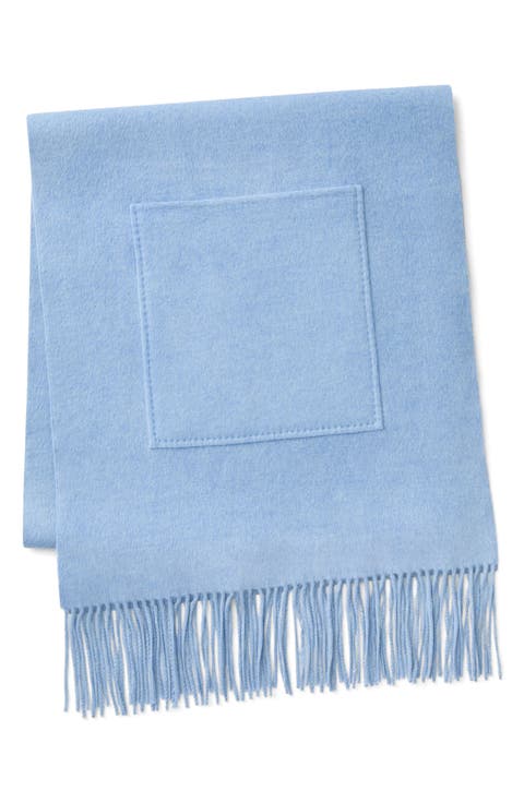 Patch Pocket Wool & Cashmere Fringe Scarf