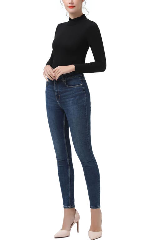 Kimi & Kai Turtleneck Long Sleeve Bodysuit In Black