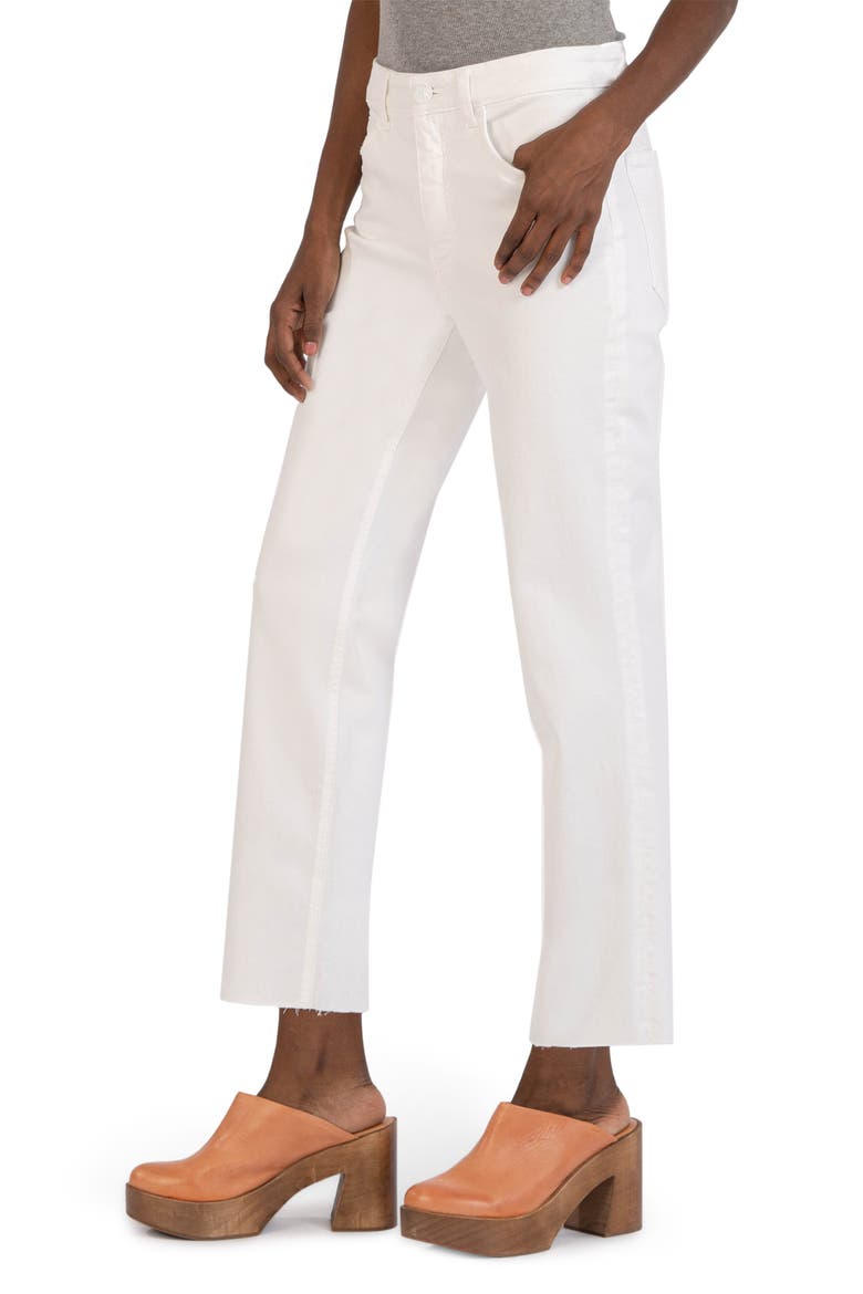Rachael Fab Ab High Waist Raw Hem Mom Jeans, Alternate, color, OPTIC WHITE