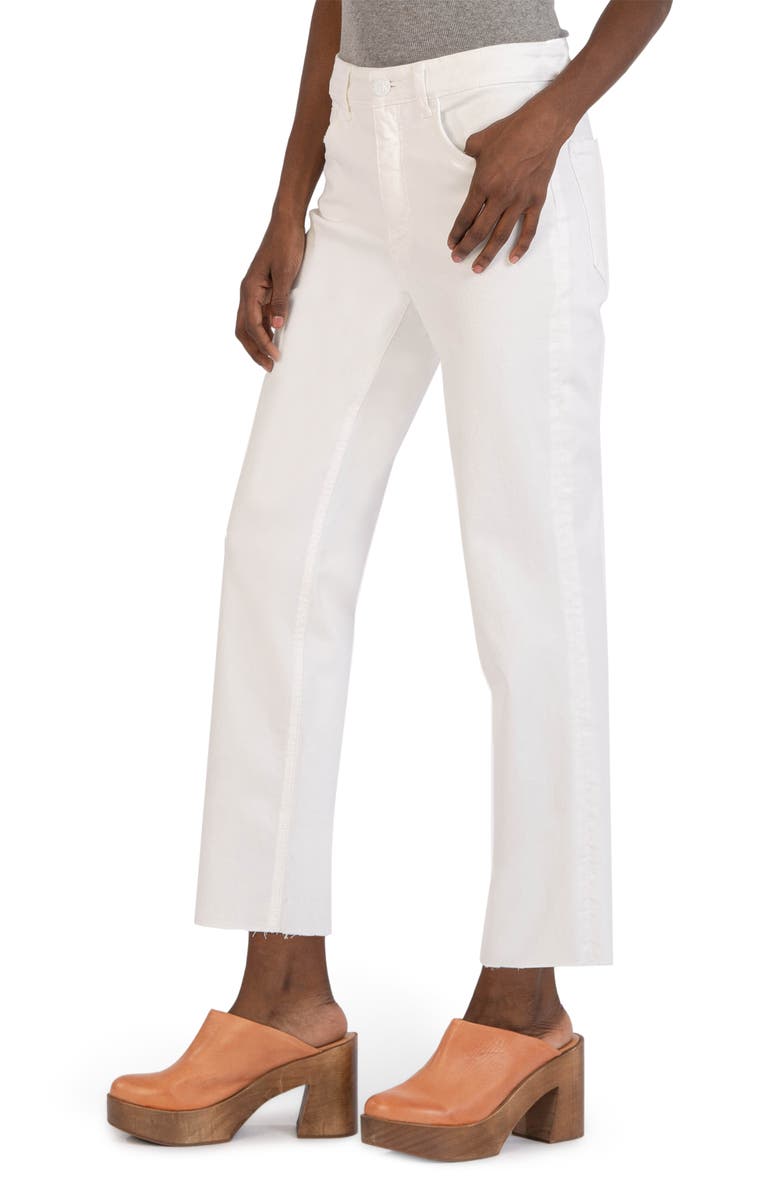 KUT from the Kloth Rachael Fab Ab High Waist Raw Hem Mom Jeans, Alternate, color, Optic White