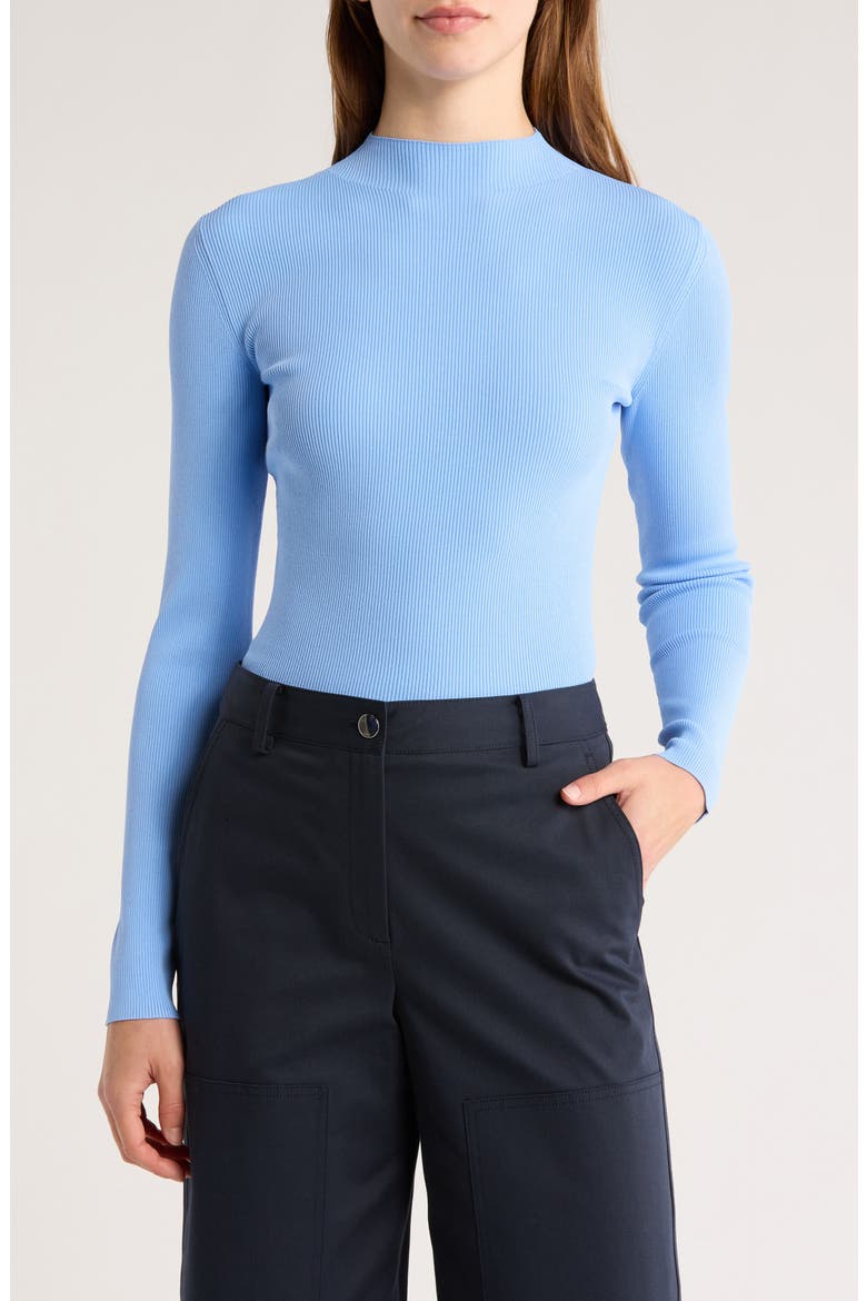 Leenda Mock Neck Ribbed Sweater, Main, color, BLUE