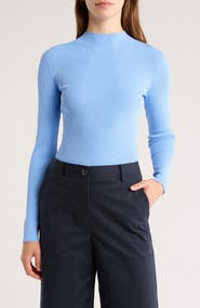 Theory Leenda Mock Neck Ribbed Sweater