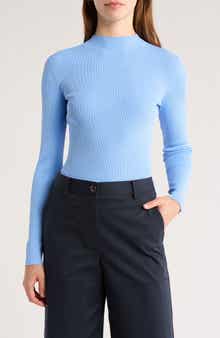 Theory Leenda Mock Neck Ribbed Sweater