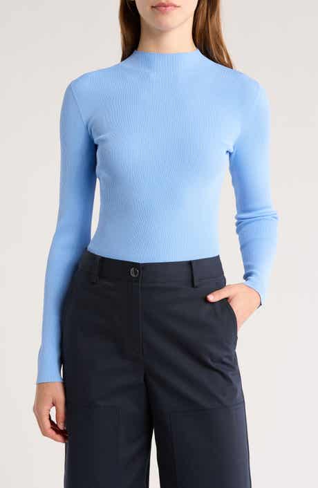 Theory Leenda Mock Neck Ribbed Sweater