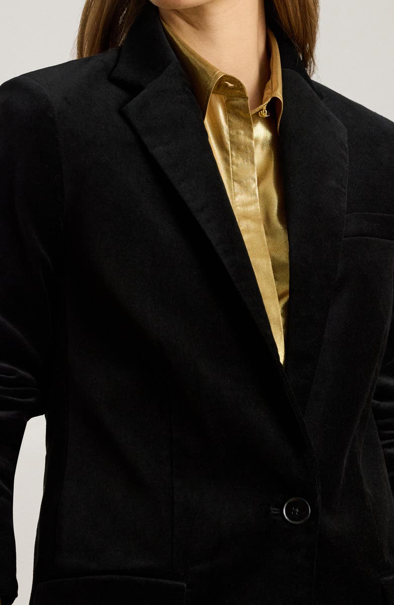 Lauren Ralph Lauren Stretch Velvet Blazer, Alternate, color, Black Velvet