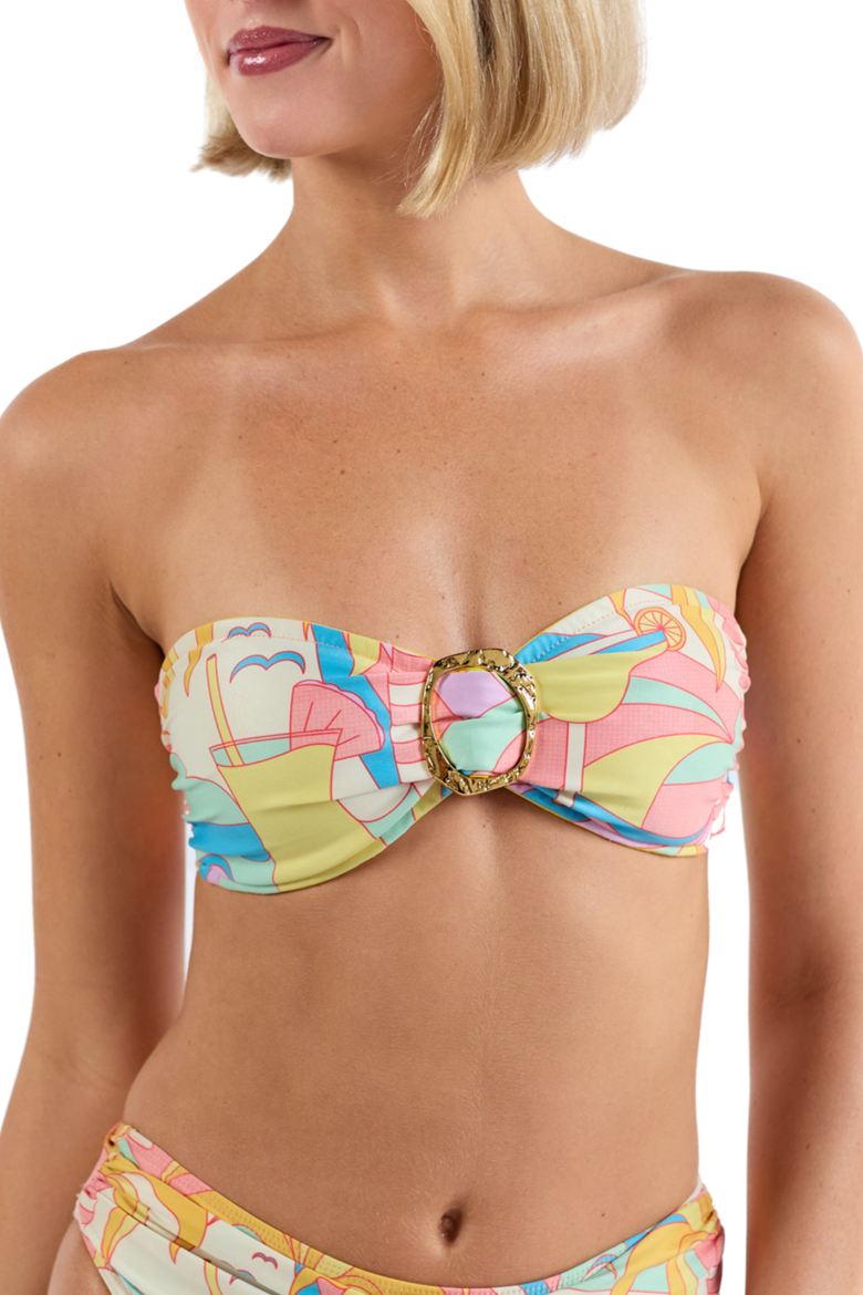 The Paradiso - Gold Ring Bandeau Bikini Top, Main, color, Yellow