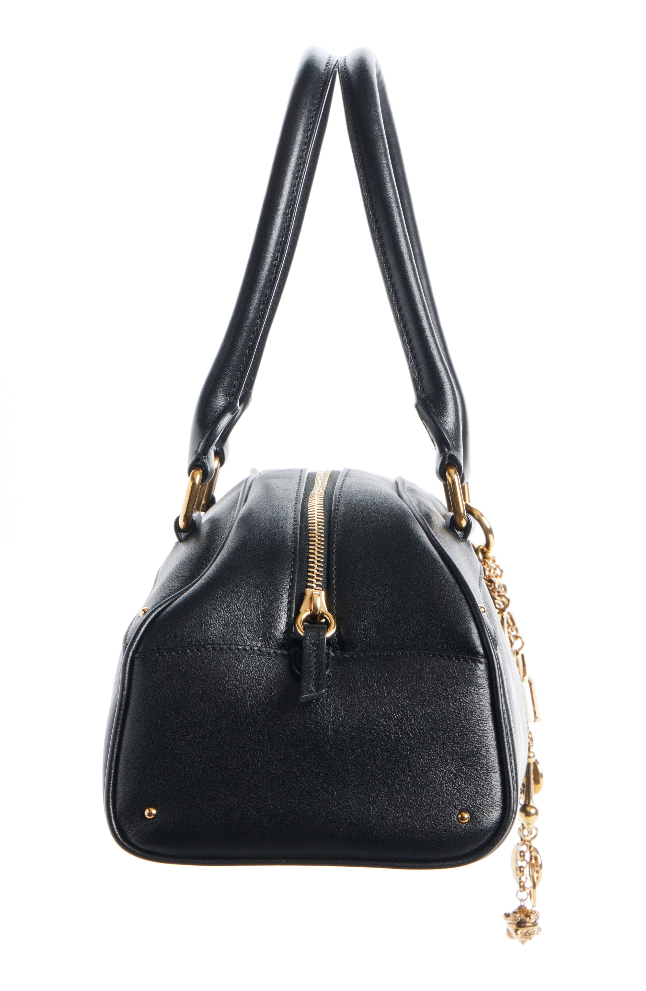 Chloé Bowling Leather Handheld Bag, Alternate, color, Black