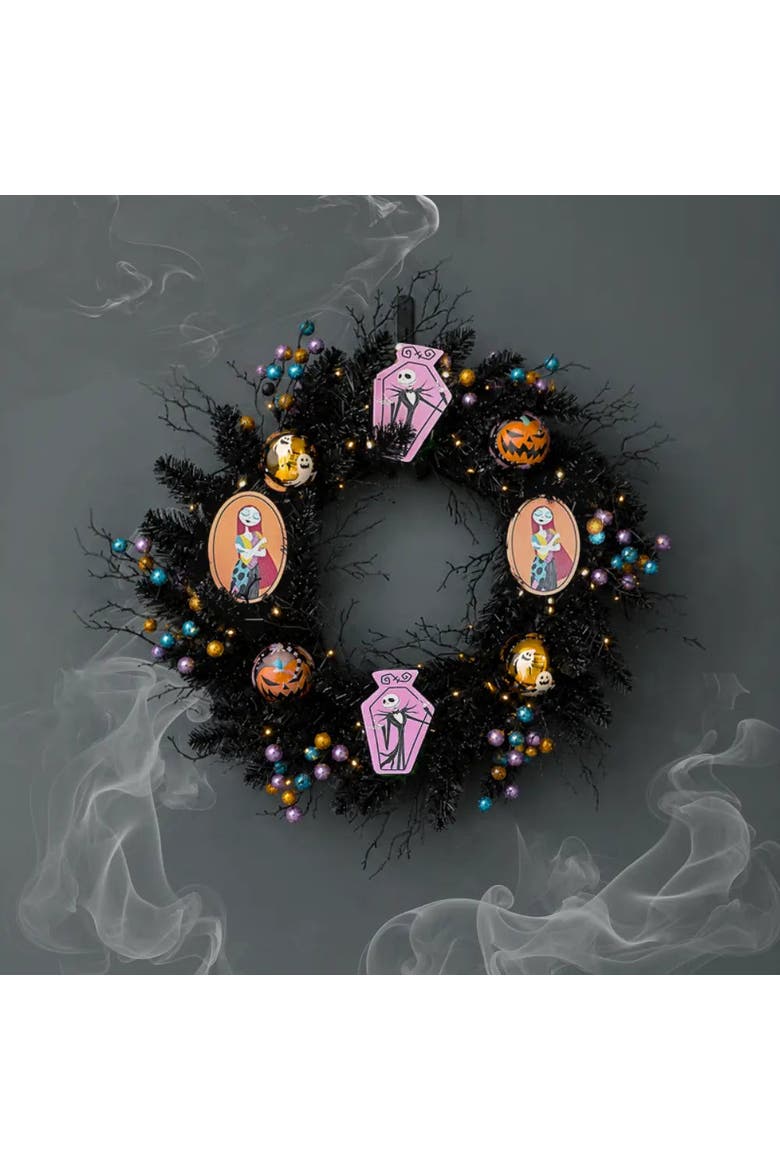 Disney The Nightmare Before Christmas 26" Pre-Lit Halloween Wreath, Alternate, color, Orange, Pink, Black